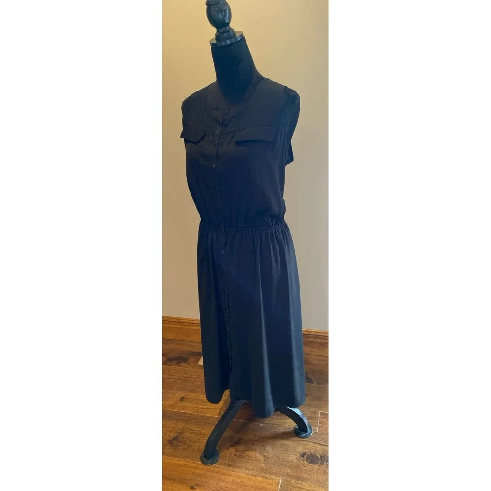 Swimsuit‎ Coverup Dress Plus Size 1X Black Sheer Button Front Elastic Waist